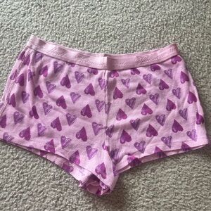 Victoria's Secret Pink and Purple Heart Ribbed Sleep Shorts Sz XL